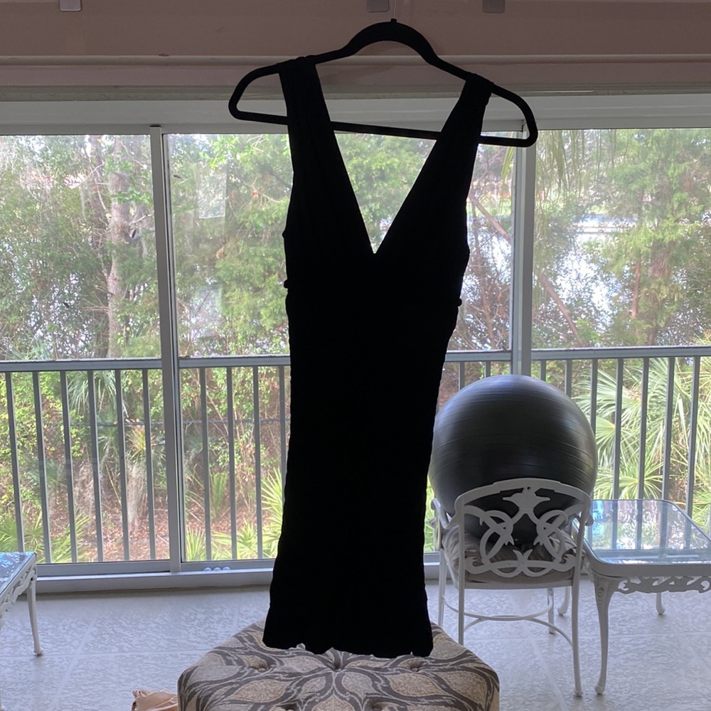 BCBG Max Azria black ruched dress